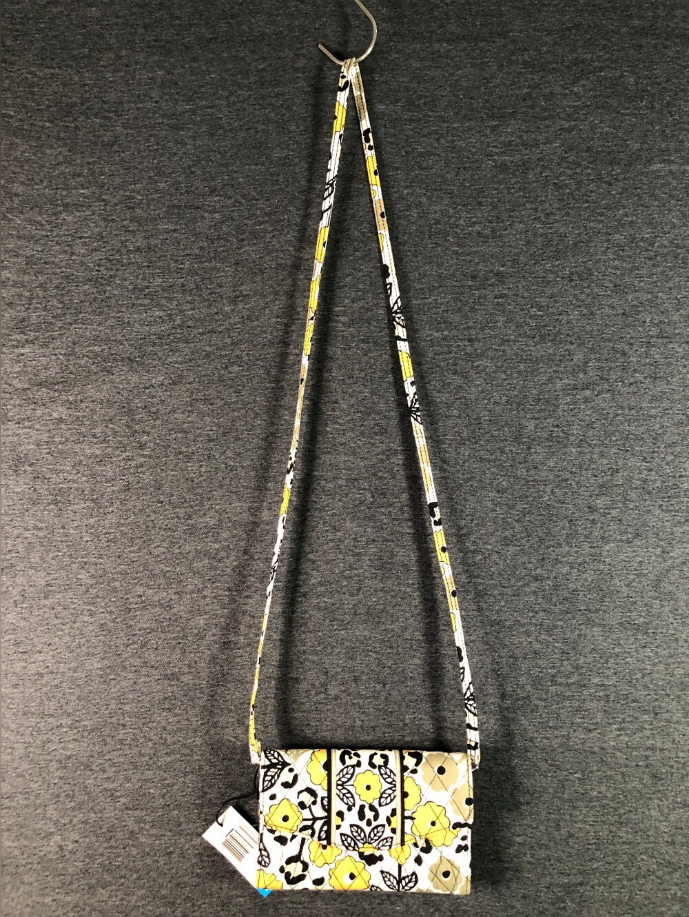 Vera Bradley Yellow Black Floral Quilted Crossbody NWT